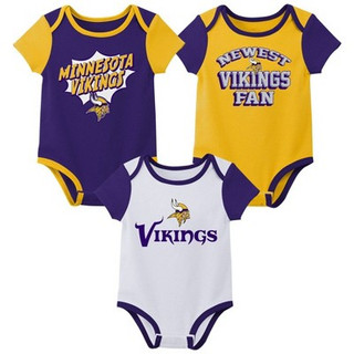New - NFL Minnesota Vikings Infant Boys' 3pk Bodysuit - 0-3M
