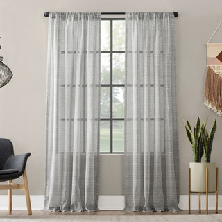 New - 95"x52" Textured Slub Stripe AntiDust Curtain Panel Gray - Clean Window