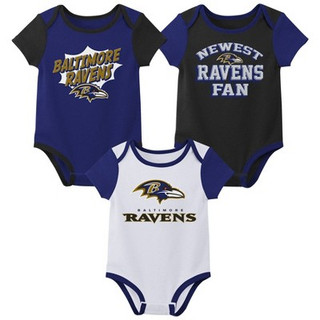 New - NFL Baltimore Ravens Infant Boys' AOP 3pk Bodysuit - 3-6M