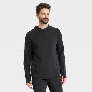 New - Men's Heavy Waffle Hooded Sweatshirt - All in Motion Black L