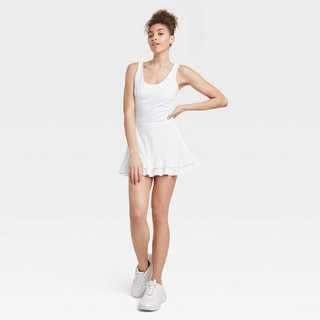 New - Women's Ruffle Active Dress - JoyLab White XL