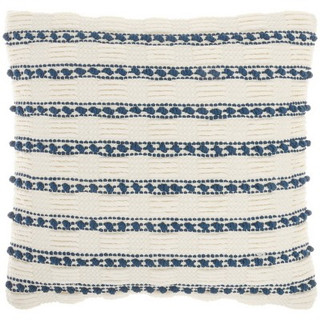 New - 18"x18" Life Styles Woven Lines and Dots Square Throw Pillow Navy - Mina Victory