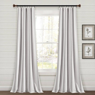 New - Set of 2 (84"x42") Farmhouse Striped Yarn Dyed Eco-Friendly Recycled Cotton Window Curtain Panels Gray - Lush Décor