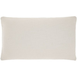 New - 14"x24" Oversized Life Styles Solid Woven Cotton Lumbar Throw Pillow White - Mina Victory