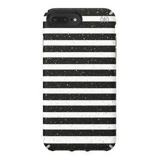 New - Speck Apple iPhone 8 Plus/7 Plus/6s Plus/6 Plus Inked Case - Striped Gold Speckled/Marble Gray