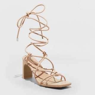 New - Women's Bria Strappy Heels - A New Day Tan 11