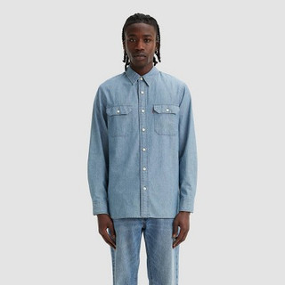 New - Levi's Men's Worker Relaxed Fit Long Sleeve Button-Down Shirt - Light Blue Denim XXL
