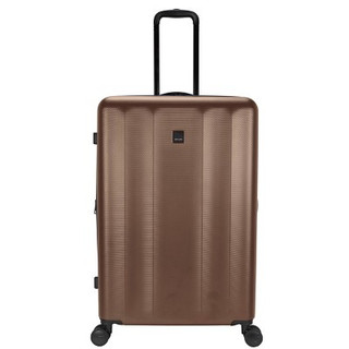 New - Skyline Hardside Large Checked Spinner Suitcase - Brandy Brown