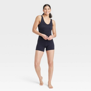 New - Women's Seamless Short Active Bodysuit - JoyLab Black XL