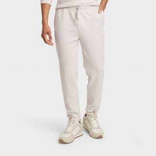 Men's Textured Fleece Joggers - All in Motion Stone S