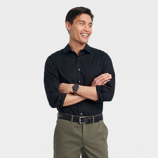 Men's Performance Dress Long Sleeve Button-Down Shirt - Goodfellow & Co Black M