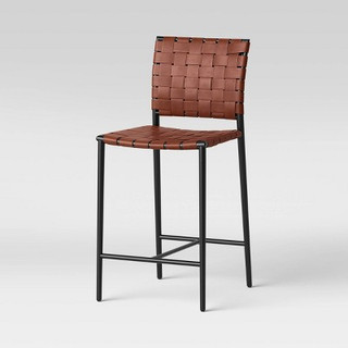 Open Box Wellfleet Woven Faux Leather Metal Base Counter Height Barstool Brown - Project 62