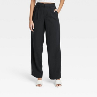 Women's High-Rise Straight Trousers - A New Day™ Black 6