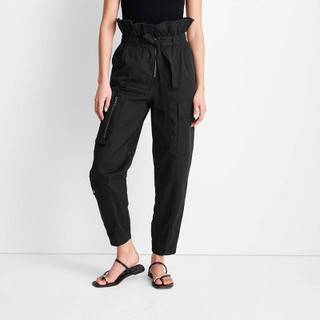 Women's High-Waisted Fold Over Cargo Pants - Future Collective with Jenny K. Lopez Black 8