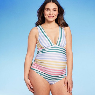 One Piece Maternity Swimsuit - Isabel Maternity by Ingrid & Isabel Striped XL