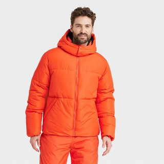 Men's Heavy Puffer Jacket - All in Motion™ Red Orange S