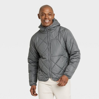 New - Men's Lightweight Quilted Jacket - All in Motion Gray XL