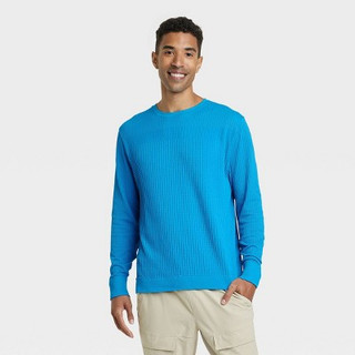 Men's Long Sleeve Seamless Sweater - All in Motion Blue M
