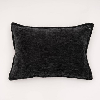 14"x20" Oversize Junoesque Chenille Whipstitch Lumbar Throw Pillow Black - Evergrace