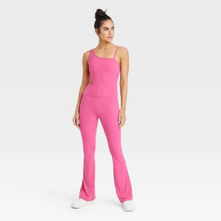 Open Box Women's Asymmetrical Flare Bodysuit - JoyLab Pink L