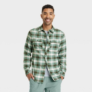Men's Long Sleeve Flannel Shirt - All in Motion Dark Green L