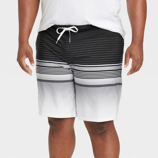 Men's Big & Tall 10" Graves Striped Board Shorts - Goodfellow & Co Charcoal 46