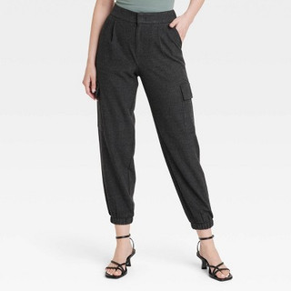 Women's High-Rise Ankle Jogger Pants - A New Day™ Gray Plaid 2