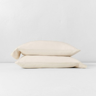 Open Box Standard Linen Blend Pillowcase Set Natural - Casaluna
