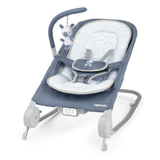 New - Ingenuity Happy Belly Rock-to-Bounce Massage Seat - Chambray