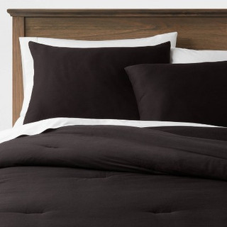 New - Full/Queen Washed Cotton Sateen Comforter & Sham Set Black - Threshold