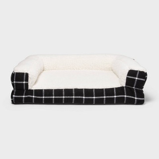 New - Window Pane Plaid Pillow Couch Dog Bed - M - Boots & Barkley
