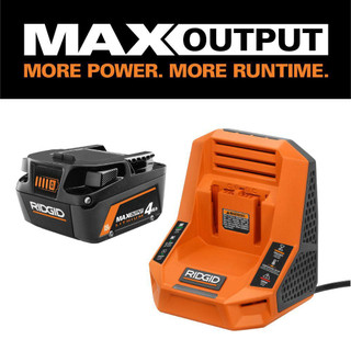 Like New -  RIDGID 18V 4.0 Ah MAX Output Starter Kit with Rapid Charger