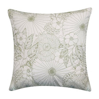New - 18" x 18" Fine Line Embroidered Floral Decorative Patio Throw Pillow Lime Green - Edie@Home