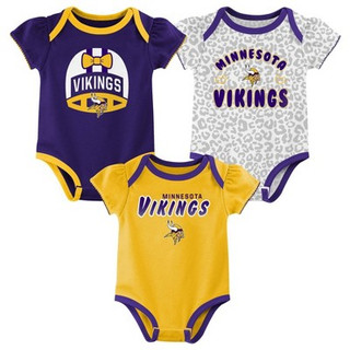 NFL Minnesota Vikings Baby Girls' Onesies 3pk Set - 0-3M