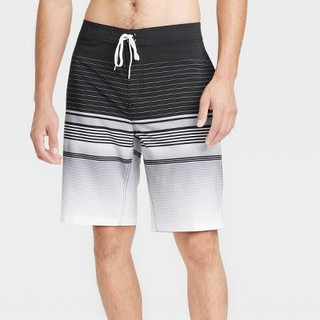 Men's 10" Graves Striped Board Shorts - Goodfellow & Co Charcoal 28