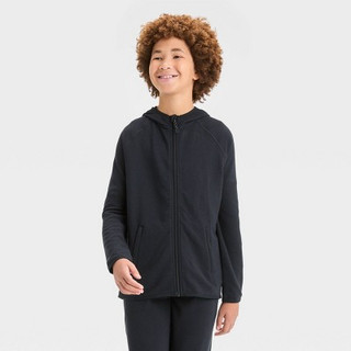 New - Boys' Waffle Hooded Sweatshirt - All in Motion Black S
