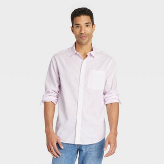 Men's Long Sleeve Collared Button-Down Shirt - Goodfellow & Co Lavender S