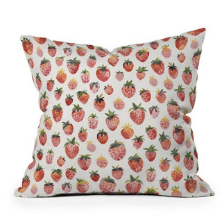New - 26" x 26" Ninola Design Strawberries Countryside Summer Outdoor Throw Pillow Red - Deny Designs