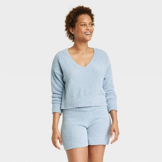 Women's Cozy Yarn Pullover Sweater - Stars Above Blue S