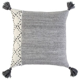 Open Box 20"x20" Oversize Poly Filled Color Block Square Throw Pillow Gray - Rizzy Home