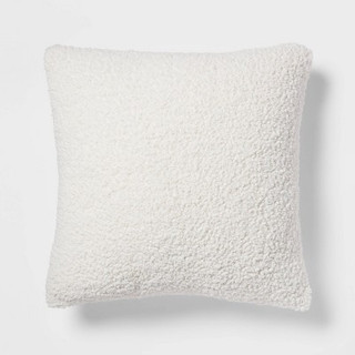 Euro Traditional Cozy Faux Shearling Fur Decorative Throw Pillow Cream - Threshold