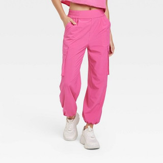 Women's Cinch Hem Woven Cargo Pants - JoyLab Pink XXL