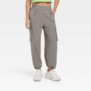 Women's Cinch Hem Woven Cargo Pants - JoyLab Dark Gray XXL