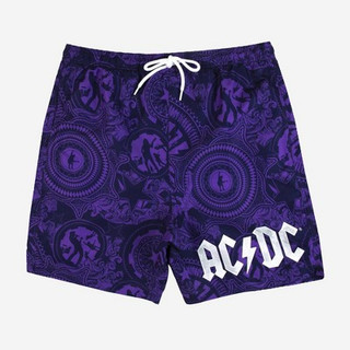 Men's 7" Elastic Waist Printed Swim Shorts - Dark Purple M