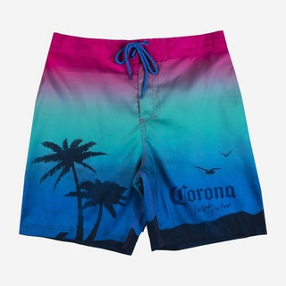 Men's 8.5" Elastic Board Corona Sunset Swim Shorts - Blue/Green XXL