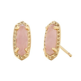 Open Box Kendra Scott Emma 14K Gold Over Brass Stud Earrings - Rose Quartz