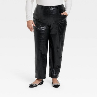 New - Women's High-Rise Faux Croc Pants - A New Day