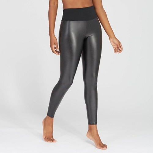 New - ASSETS by SPANX Women's All Over Faux Leather Leggings - Black 1X
