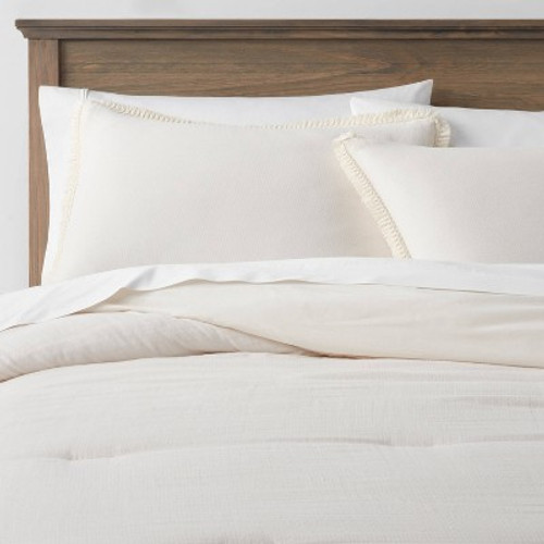 New - Full/Queen Cotton Tassel Border Comforter & Sham Set Off-White - Threshold