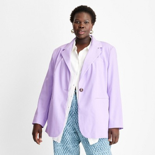 New - Women's Oversized Watercolor Blazer - Future Collective with Gabriella Karefa-Johnson Light Purple 4X